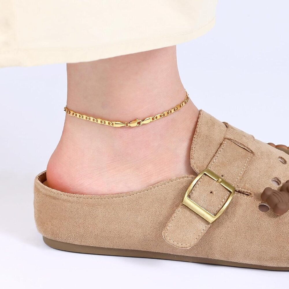 Women’s Gold Plated Copper Anklet 10 Inch Waterproof Dainty Jewelry - Picture 3 of 9